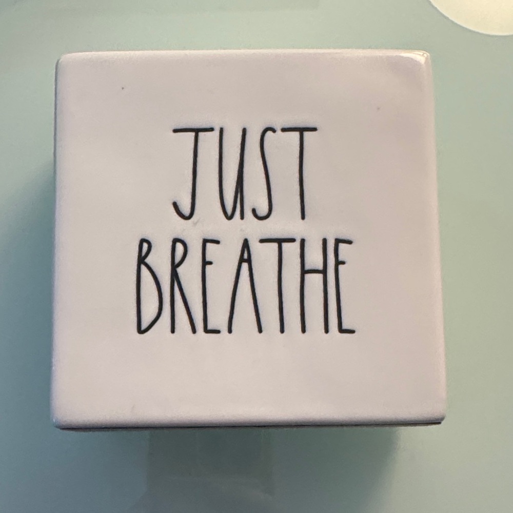 Rae Dunn White 'Just Breathe' Decorative Block